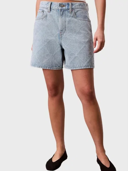 Короткі джинсові шорти Calvin Klein Jeans з принтом блакитні