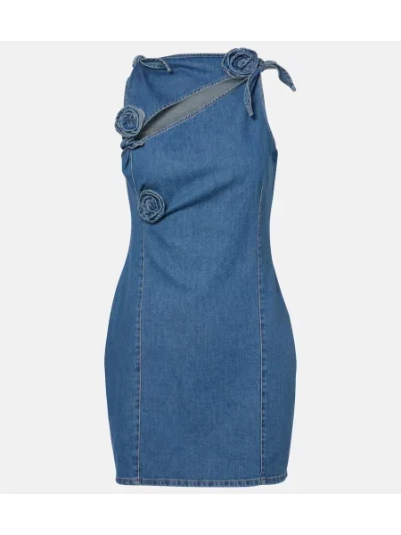 Rochie din denim Coperni cu model floral albastru