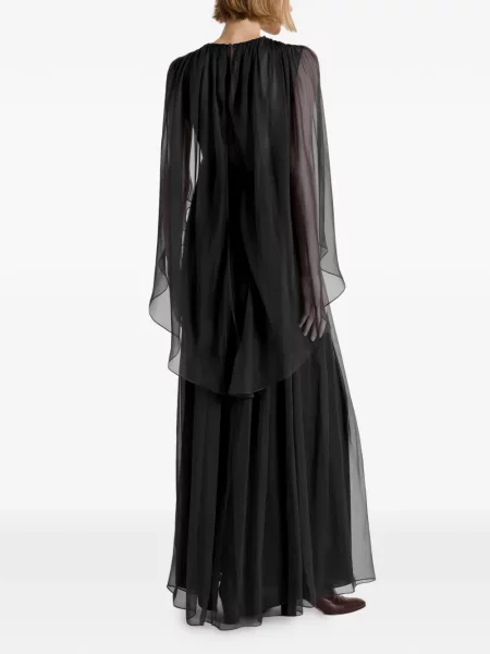 Rochie Alberta Ferretti de mătase cu decolteu în V negru
