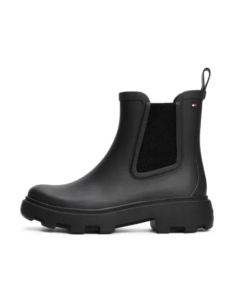 Tommy Hilfiger cizme RUBBER FLAG CLEATED RAINBOOT negru