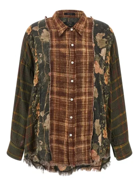 Koszula R13 w kratkę brązowa