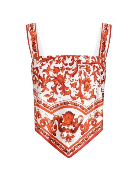 Top Dolce & Gabbana de mătase cu imagine alb