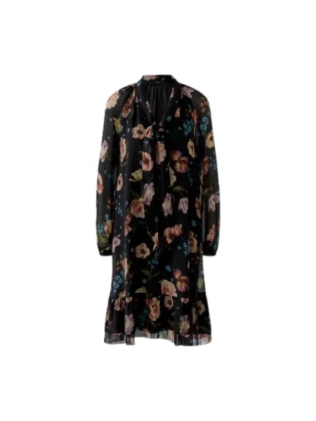 Wielobarwność sukienka midi Oui do kolan z kokardką czarna