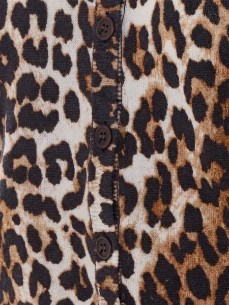Cardigan Ganni cu model leopard cu decolteu în V