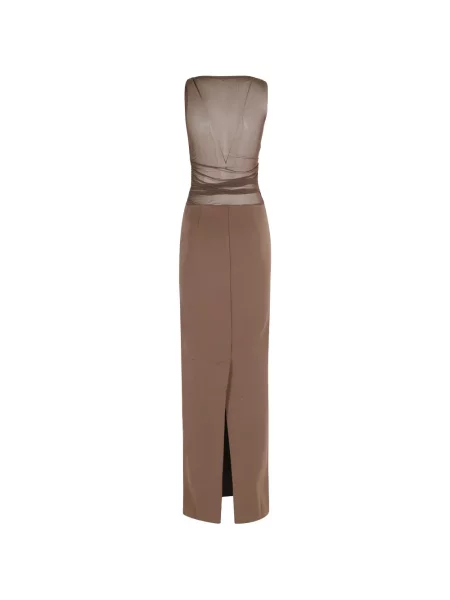 Rochie maxi Ser.o.ya din tul drapată maro
