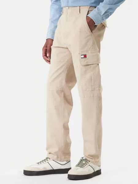 Kalhoty z materiálu Tommy Jeans modré