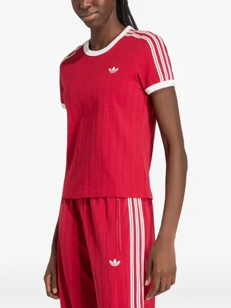 Tricou Adidas cu broderie cu dungi tenis negru