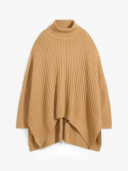 Sweter poncho oversize beżowe