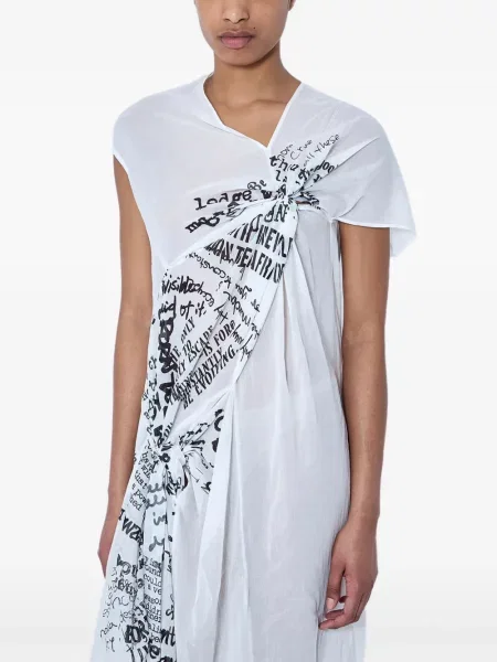 Rochie Limi Feu cu imagine asimetrică alb