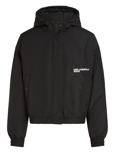 Geacă de blugi Karl Lagerfeld Jeans cu glugă negru
