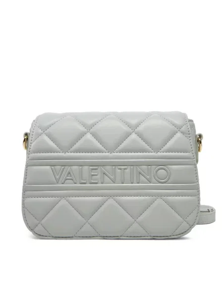 Lniana torebka crossbody Valentino pikowana szara