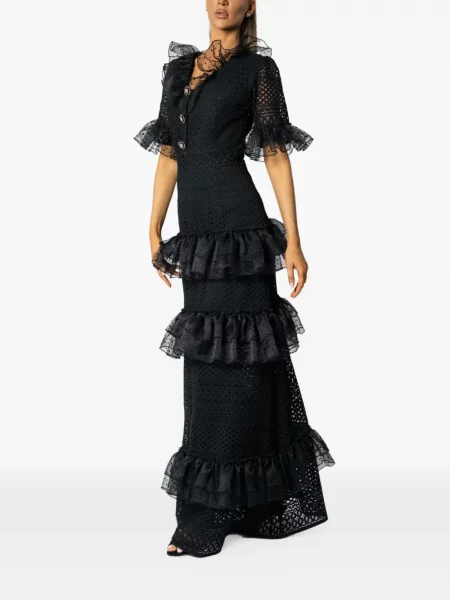 Rochie maxi Miau By Clara Rotescu cu volane negru