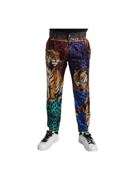 Zwężane dżinsy Dolce And Gabbana z nadrukiem z nadrukiem zwierzęcym zwężany