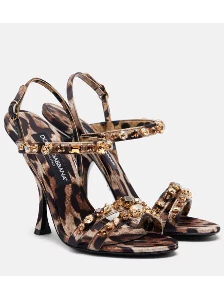 Sandale Dolce&gabbana din satin cu imagine cu model leopard