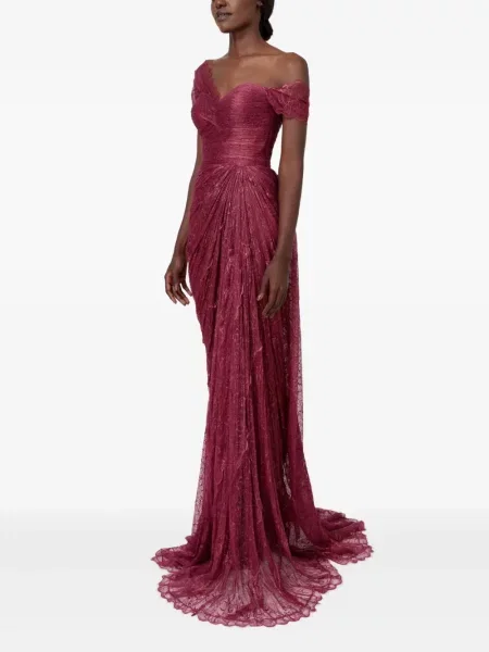 Nėriniuotas drapiruotas suknele Iris Serban raudona