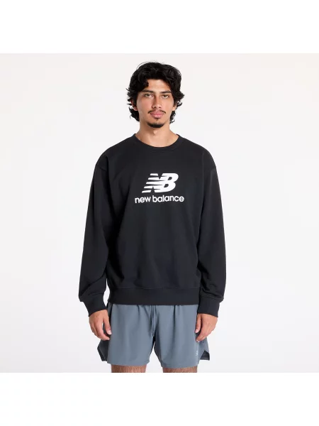 Pánska mikina New Balance Stacked Logo French Terry Crew black čierna