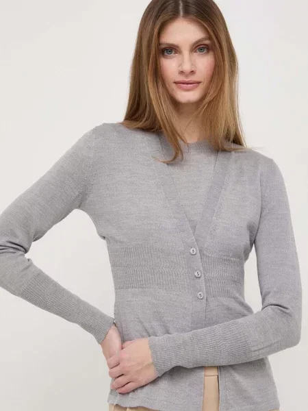 Max Mara Leisure t-shirt i kardigan wełniany lekki szary