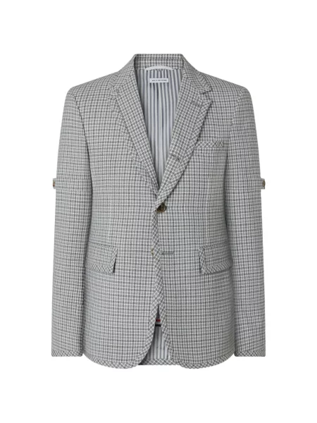 Geacă Thom Browne de lână în carouri gri