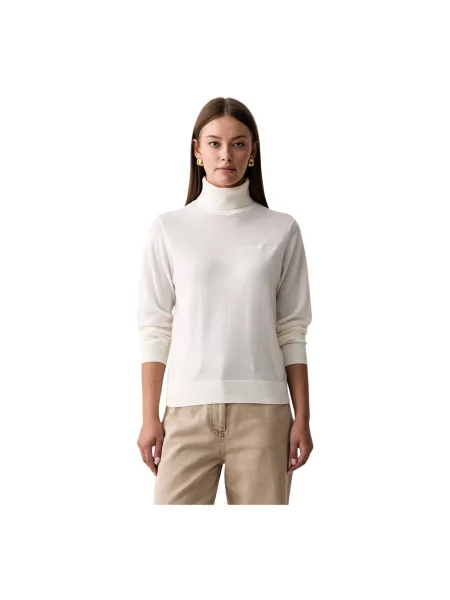 Sweter z golfem Armani Exchange wełniany beżowy