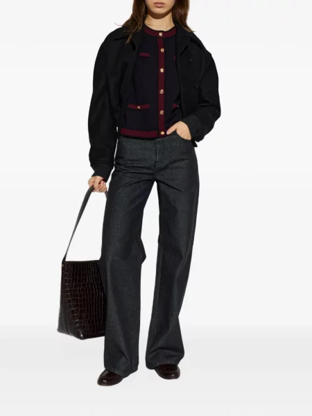 Вълнена жилетка Tory Burch синьо