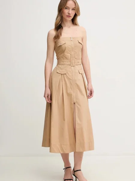 Gaudi sukienka midi rozkloszowana beżowy