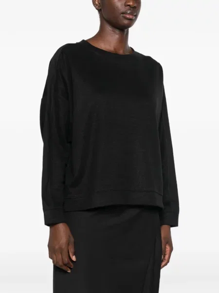 Lung top Maison123 cu decolteu rotund negru