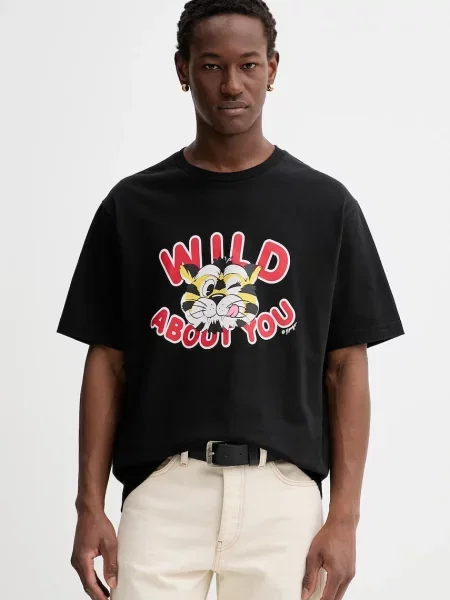 Kenzo tricou din cu imprimeu negru