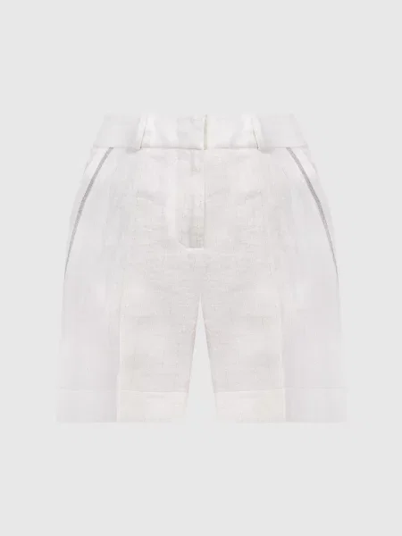 Льняные шорты Peserico в полоску бежевые