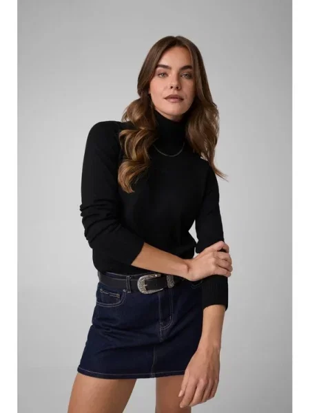 Guess Jeans Bluză cu gât negru