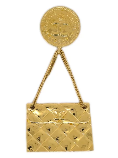 Prošívaná brož Chanel Pre-owned zlatá