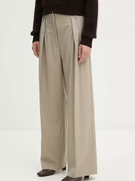 Day Birger et Mikkelsen pantaloni din lână Enzo Classic Wool Blend lat high waist bej