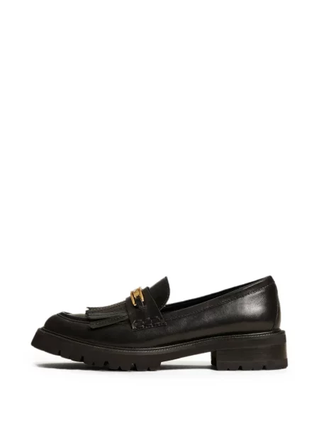 Pantofi loafer Twinset cu franjuri din piele negru