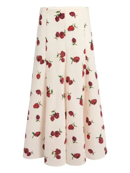 Spódnica plisowana Khaite w kwiatki z nadrukiem do kolan