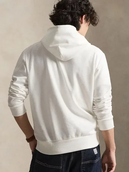 Polo Ralph Lauren mikina s kapucňou pánska s bavlnou biela