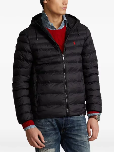 Tricou polo Polo Ralph Lauren cu glugă cu blană cu broderie roșu