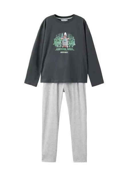 MANGO KIDS Pijamale MINESUR amestecat / verde / verde închis gri