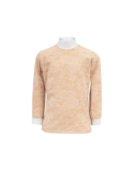 Koszulka polo z długim rękawem dla dziewczynki Cavalliera Pure Lace brązowa
