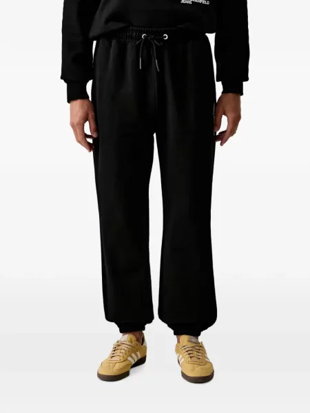 Pantaloni Karl Lagerfeld Jeans cu imagine alergare cu cordon negru