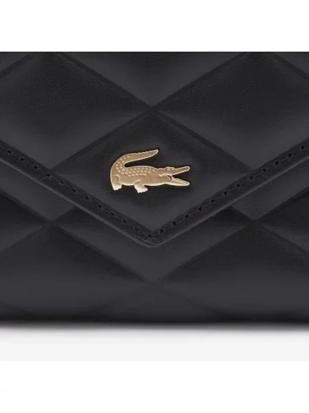 Lacoste Pikowany Skórzany Portfel Crocodelle czarny