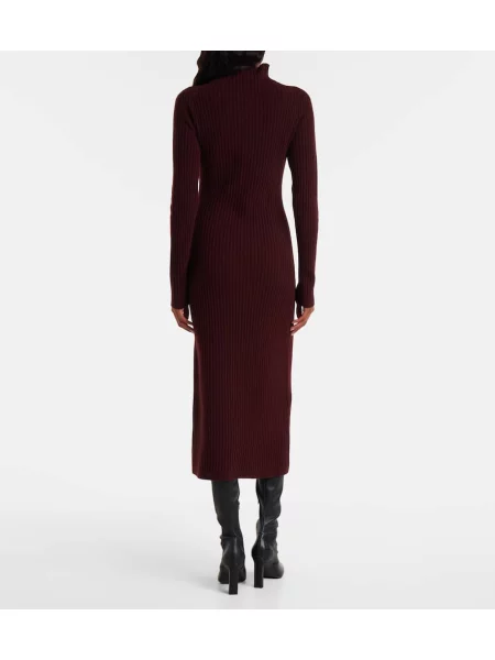 Rochie midi Max Mara de lână până la genunchi de costum bordo