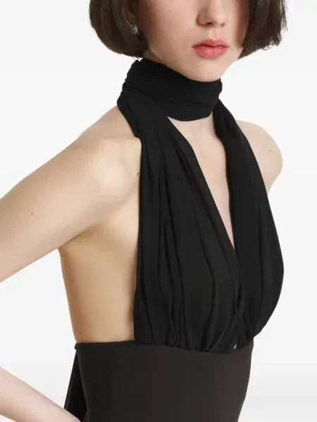Rochie maxi 2310 Studio drapată cu gât halter negru