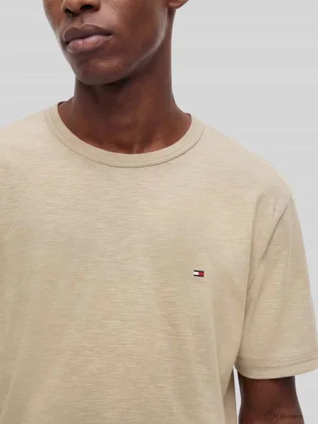 T-shirt o kroju regular fit z czystej bawełny Tommy Hilfiger beżowa