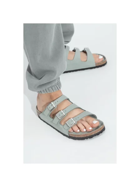Klapki Birkenstock skórzane szare