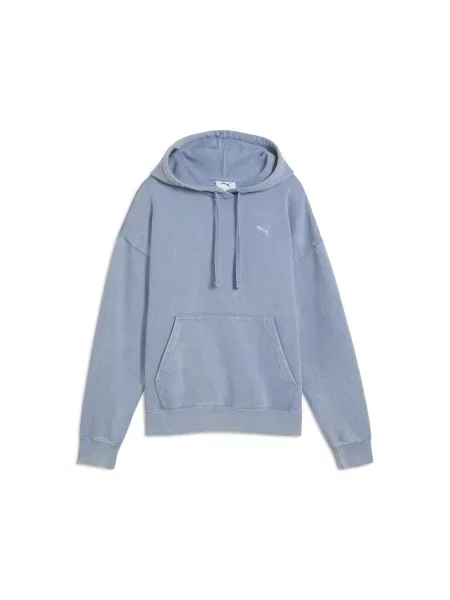 Bluza z kapturem Essentials Elevated o luźnym kroju z efektem sprania niebieska