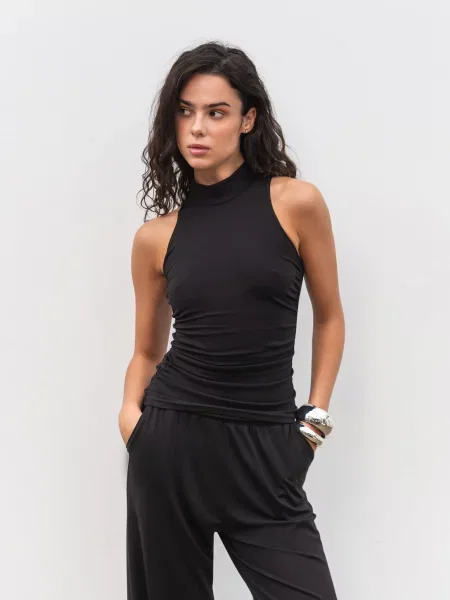 Майка Romashka Драпі віскоза/нейлон чорний