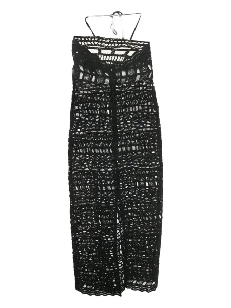 Sukienka midi Rumer do kolan z dekoltem halter garniturowa czarna