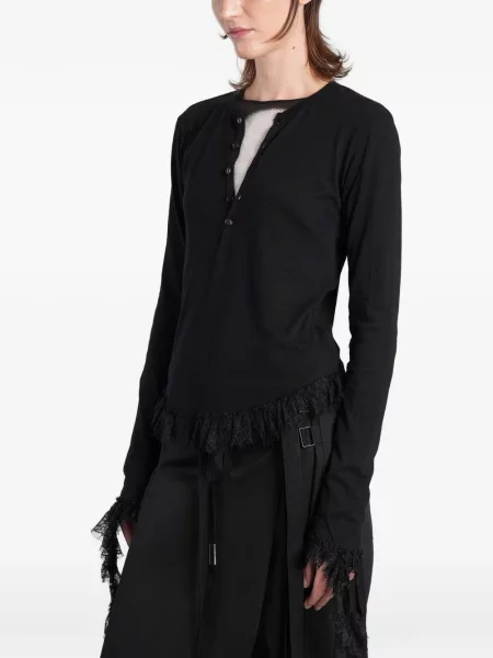 Top Ann Demeulemeester din dantelă negru