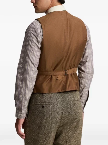 Prsluk Ralph Lauren Rrl s herringbone uzorkom smeđa