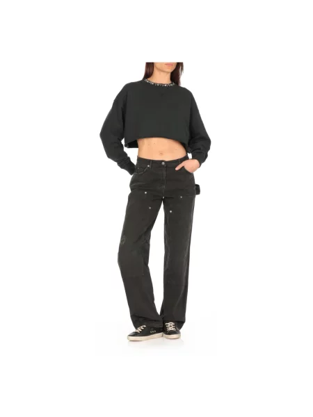 Kołnierzykowy bluza Golden Goose o krotszym kroju czarna