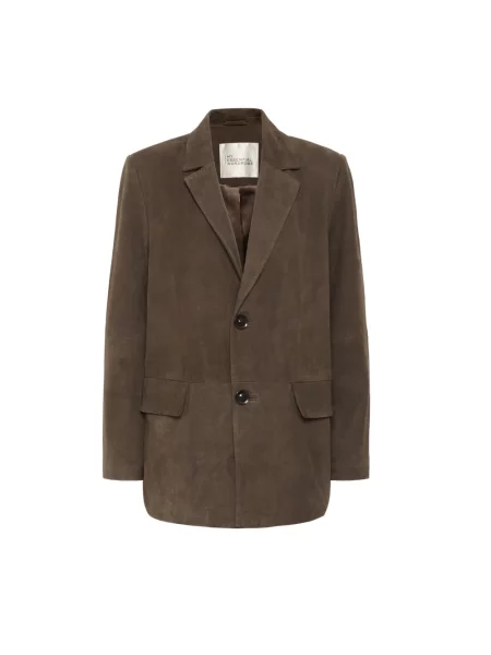 Marynarka My Essential Wardrobe skórzana brązowa